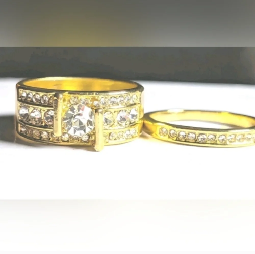2.5 ct Round Cut Simulated Diamonds Mens Wedding Set Ring 14k Yellow gold Plated